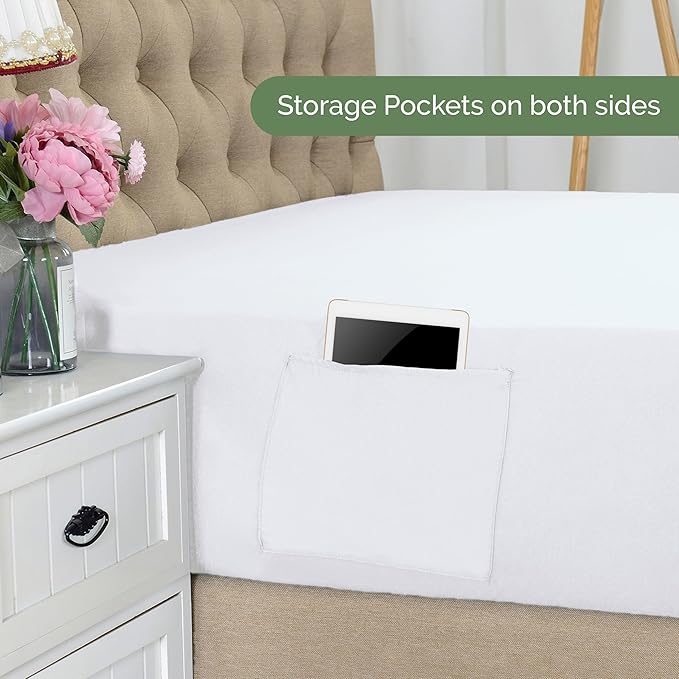 Elegant Comfort 1500 Premium Hotel Quality 18-21 Inches Deep - Extra Deep Pocket Single Fitted Sheet for High Mattress, Luxury and Softest, Smart Pocket - Wrinkle Free, Queen, White