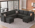Belffin 107.1" 9 Seats Modular Sectional Sofa U Shaped Couch Big Corner Washable Sectional Couches for Living Room Comfy Couches with Storage Seat Couch Sofas with Chaise,Dark Grey