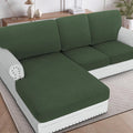 H.VERSAILTEX Sectional Couch Covers 6 Pieces Stretch Sofa Cover for Sectional Sofa Set Separate L Shaped Couch Cover for Both Left/Right Couch (Seat and Back: 1 Chaise + 2 Sofa, Bronze Green)