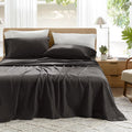 Comfort Spaces 100% Cotton Sheets Cal King, Breathable & Soft Cotton Sheets, Naturally Cool Cotton Bed Sheets with 14" Elastic Pocket Fits up to 16" Mattress, All Season Sheet Set, Black 4 Piece