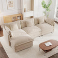 mikibama Modular Sectional Sofa, 111.5 Inch L Shaped Couch Set for Living Room, 3-Seater Comfy Cloud Couches with Movable Ottoman, DIY Combination, Chenille, Light Coffee