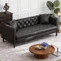 GarveeHome 78" Leather Couch for Living Room, Button-Tufted 3 Seater Sofa with 2 Pillows and Deep Seat, Modern Mid-Century Leather Sofa for Apartment, Office