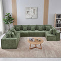 167'' Boneless Chenille U Shaped Couch, Oversized Modular Sectional 8 Seater Sofa, Modern Deep Seat Corner Cloud Compressed Couch, No Assembly Sleeper Sofa with Chaise for Living Room, Green