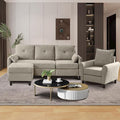 Convertible Sectional Sofa, 77" Small L Shaped 3 Seat Couch with Reversible Storage Chaise, and Accent Chair Set Modern Polyester Fabric Sofa Couches for Living Room, Apartment, Beige