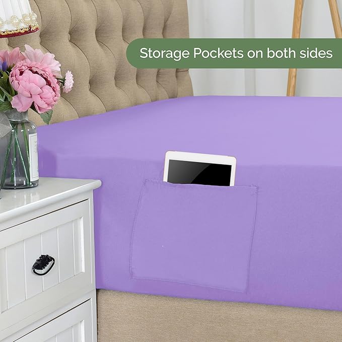 Elegant Comfort 1500 Premium Hotel Quality 18-21 Inches Deep - Extra Deep Pocket Single Fitted Sheet for High Mattress, Luxury and Softest, Smart Pocket - Wrinkle Free, California King, Lilac