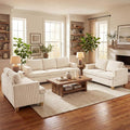 3 Pieces Corduroy Couch Set for Living Room, 3 Seater & Loveset*2 Cloud Sofa, Deep Seat Floor Couch for Bedroom, Futon Modern Sofa Bed, White Corduroy