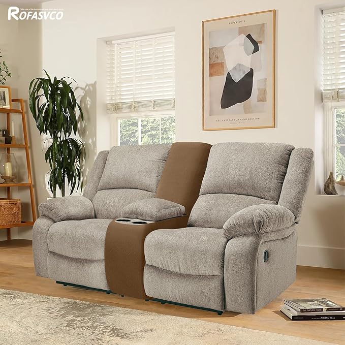 Waterproof Reclining Sectional Couch Covers Washable L Shaped Couch Cover for Sectionals Recliner Sofa Covers Stretch Corner Recliner Slipcovers for Dogs (Console Cover, Light Brown)