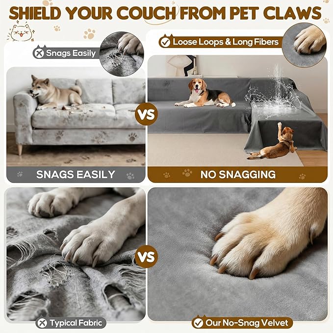 L Shaped Sectional Couch Cover 2 Pcs, Ultra Soft Waterproof Non-Slip Sofa Cover, Pet & Kid Proof Furniture Protector for Left/Right Chaise, Washable Scratch-Resistant Slipcover (XL,110"x71"+118"x71")