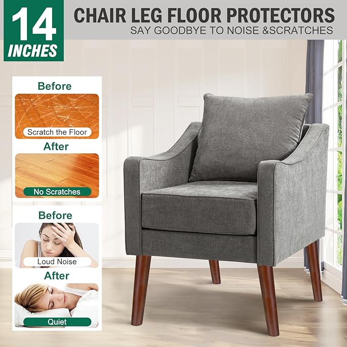 FoDau770 Brown Rubber Wood Furniture Legs 14 Inches, Slant Tapered Wood Feet Mid Century Sofa Legs Set of 4, 5/16" UNC Furniture Feet Replacement Parts for Cabinet Couch Dresser Chair Ottoman Table