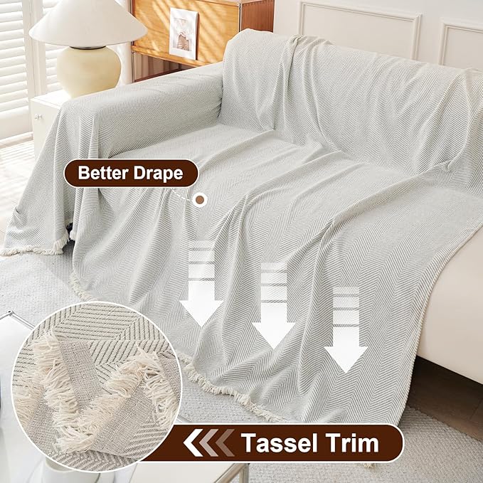 OstepDecor Sectional Couch Covers 2 Pieces, L Shaped Couch Cover Blanket, Sectional Sofa Cover Washable, Chaise Lounge Sofa Slipcovers Pet Furniture Protector for Dogs (71"x118"+71"x118", Beige)