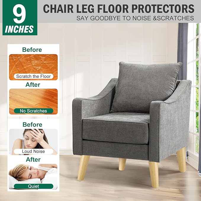 FoDau770 Rubber Wood Furniture Legs 9 Inches, Slant Tapered Wood Feet Mid Century Sofa Legs Set of 4, 5/16" UNC Furniture Feet Replacement Parts for Cabinet Couch Dresser Chair Ottoman Table