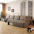 136" Sectional Couches for Living Room Cloud Couch Sofa with L-Shape Upholstered Boneless Couchs Modern Modular Sectional Couch with Chaise (Camel, 136" Right Facing Chaise+3Seaters)