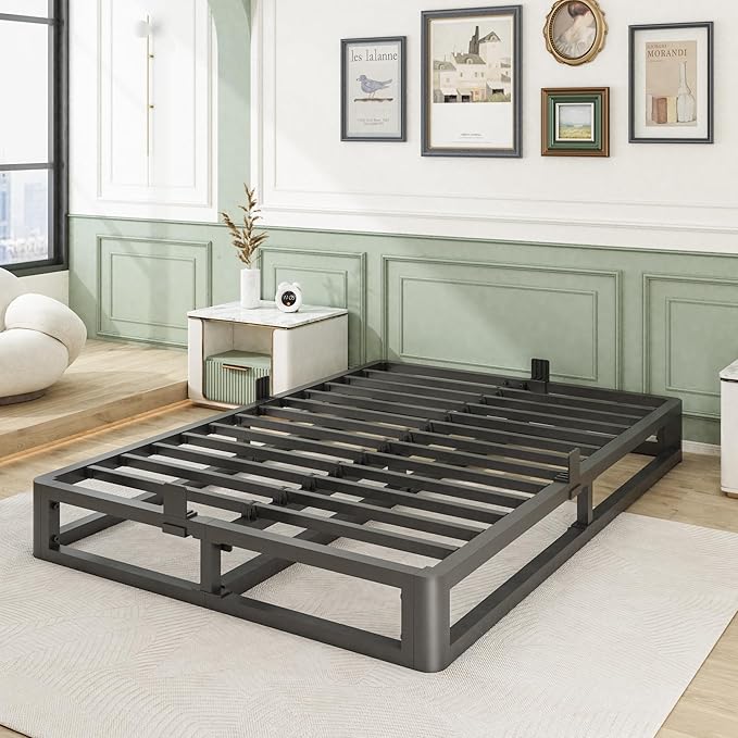 Firpeesy 6 Inch Full Bed Frame with Round Corner Edges, Low Profile Full Metal Platform Bed Frame with Steel Slat Support, No Box Spring Needed/Easy Assembly/Noise Free Mattress Foundation