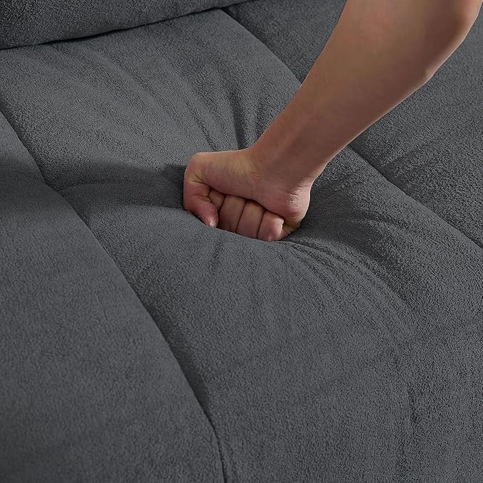 103" Convertible Sectional Sofa with Long Ottoman, Modern Upholstered Fabric L-Shaped Couch with Back Cushions, 6 Seat Sofa Couches for Living Room, Apartment, Office, Dark Grey