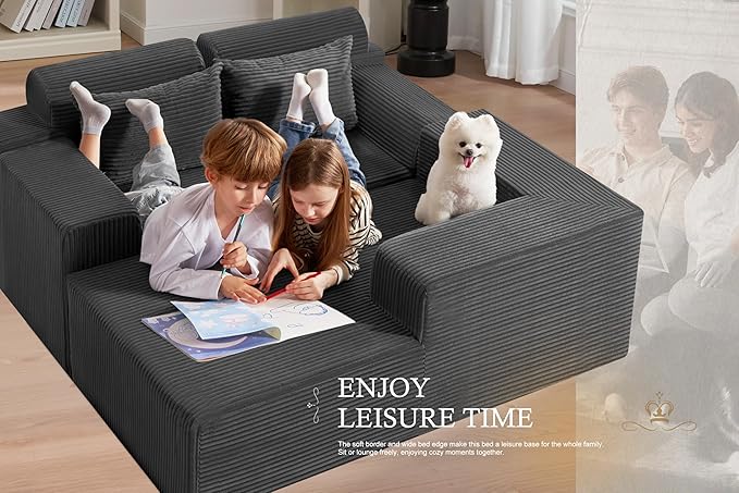 HABUTWAY Sectional Couches for Living Room,No Assembly L Shaped Couch 105" Modular Sectional Sofa Couch with Deep Seat,Cloud Couches Furniture Sets for Apartment,Corduroy (Dark Grey, Right Facing)