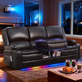 Power Loveseat Recliner Sofa, Removable Armrest 3 Seats Power Reclining Loveseat with Remote Liftable Console, Wall Hugger RV Theater Seating with Storage & USB & RGB (PU, Brown)