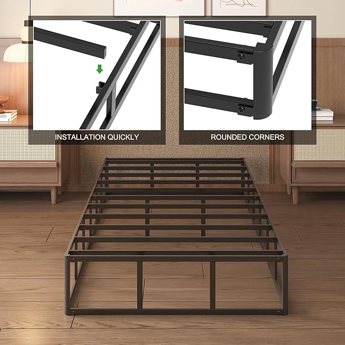 Lutown-Teen 10 Inch Twin XL Box Spring High Profile, Heavy Duty Metal Box Spring Twin XL Bed Base with Fabric Cover, Mattress Foundation, Noise Free, Easy Assembly