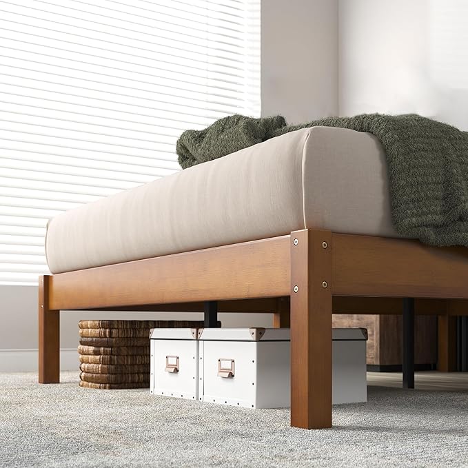 Zinus Ellie 14 Inch Twin Bamboo Platform Bed Frame, Wood Slat Support, No Box Spring Needed, Easy Assembly, Brown