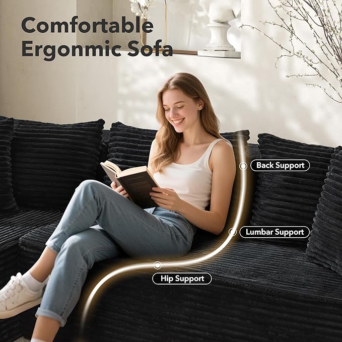 Garvee Modular Sectional Sofa Cloud Sectional Couch, 106" Comfy Fluffy L Shaped Couches for Living Room,Oversized Sofa Sleeper with Deep Seat, No Assembly Required
