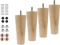 4pcs 6 Inch Wood Furniture Legs, Straight Conical Solid Wood Sofa Legs, Mid-Century Style Furniture Feet for Sofa Cabinet Table Cupboard Couch Ottoman Home DIY Projects