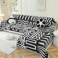 OstepDecor Boho Sectional Couch Covers 2 Pieces, L Shaped Sofa Cover, Chenille Couch Cover for Dogs Washable, Couch Cover Blanket, Sofa Slipcover for 2-3 Cushion Couch (71"x102"+71"x118", Black)