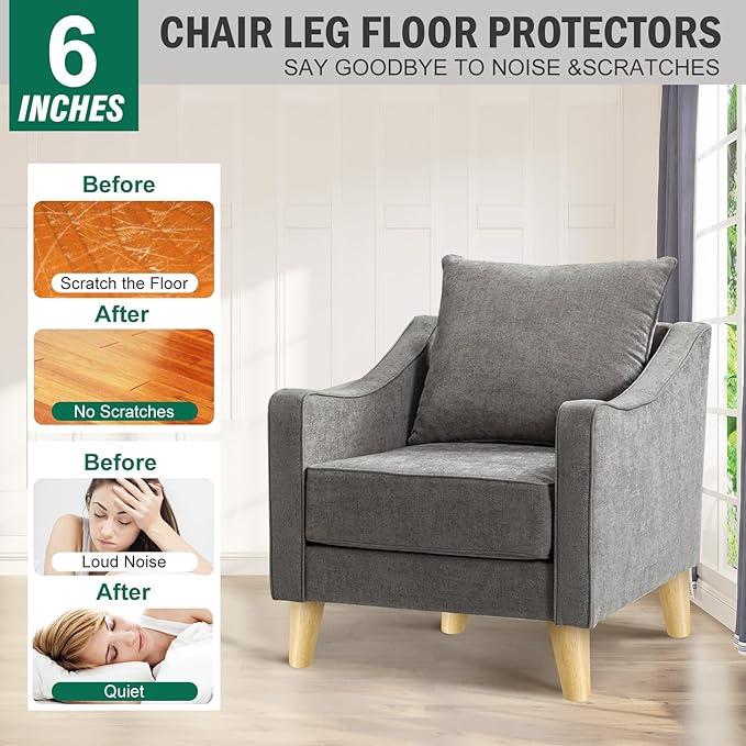 FoDau770 Rubber Wood Furniture Legs 6 Inches, Slant Tapered Wood Feet Mid Century Sofa Legs Set of 4, 5/16" UNC Furniture Feet Replacement Parts for Cabinet Couch Dresser Chair Ottoman Table
