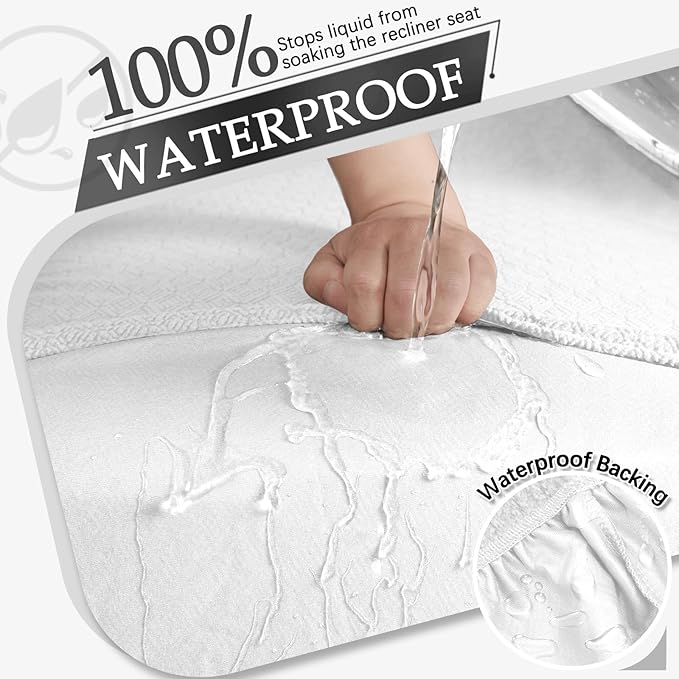 Waterproof Reclining Sectional Couch Covers Washable L Shaped Couch Cover for Sectionals Recliner Sofa Covers Stretch Corner Recliner Slipcovers for Dogs (5 Seater 1 Console Cover, White)