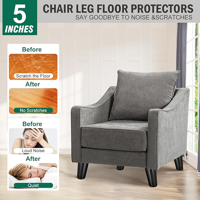 FoDau770 Black Rubber Wood Furniture Legs 5 Inches, Slant Tapered Wood Feet Mid Century Sofa Legs Set of 4, 5/16" UNC Furniture Feet Replacement Parts for Cabinet Couch Dresser Chair Ottoman Table