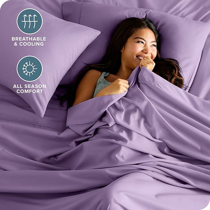 Bare Home Twin Sheet Set - 1800 Ultra-Soft Microfiber Twin Bed Sheets - Double Brushed - Deep Pockets - Easy Fit - 3 Piece Set - Bedding Sheets & Pillowcases (Twin, Lavender)