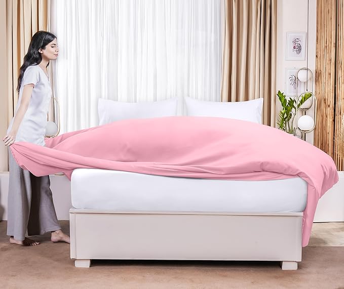 Utopia Bedding Flat Sheet - 1 Pack (Queen, Pink) - Soft Brushed Microfiber Fabric - Shrinkage & Fade Resistant Top Sheet - Easy Care Bed Sheet