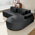 Modern Curved Boneless Sofa Couch, L-Shaped Corner Sofa, Chenille Upholstered Cloud Sectional Couch for Living Room, Bedroom and Apartment,No Assembly Needed(Black, Right Hand Facing)