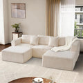 110" Corduroy Boneless Modular Sectional Sofa, Cloud Couch with Memory Foam Deep Seats, U-Shaped Couches for Living Room, Bedroom and Apartment, No Assembly Required, Beige