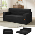 MeMoreCool Boneless Couch Convertible Sofa Bed Queen, Corduroy Futon Couch Sleeper Sofa, Boneless Loveseat Pull Out Couch Bed, Fold Out Floor Sofa for Living Room Bedroom Apartment, Black