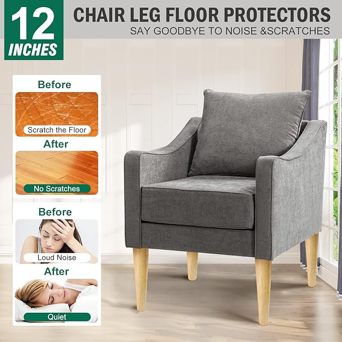FoDau770 Rubber Wood Furniture Legs 12 Inches, Straight Tapered Wood Feet Mid Century Sofa Legs Set of 4, 5/16" UNC Furniture Feet Replacement Parts for Cabinet Couch Dresser Chair Ottoman Table