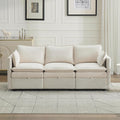 80" Cloud Modular 3 Seater Sofa with Storage, Modern Upholstered Storage Sofa Couch Deep Seat, Sectional Sofa Chenille Comfy Couch with Armrests for Living Room, Small Space, Beige