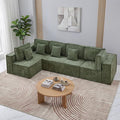 138'' Boneless Chenille L Shaped Couch, Oversized Modular Sectional 5 Seater Sofa, Modern Deep Seat Corner Cloud Compressed Couch, No Assembly Sleeper Sofa with Chaise for Living Room, Green