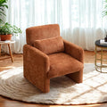 GDFStudio 30" Modern Accent Chair, Upgrade Leisure Boucle Upholstered Armchair with Straight Arms and Waist Pillow, Comfy Single Sofa Chair for Living Room Bedroom Office Apartment, Orange