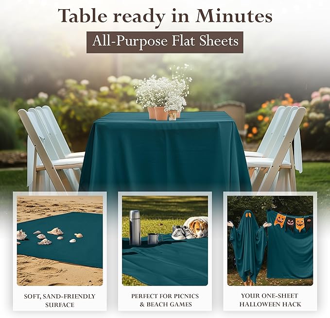Utopia Bedding Flat Sheet - 1 Pack (Queen, Teal) - Soft Brushed Microfiber Fabric - Shrinkage & Fade Resistant Top Sheet - Easy Care Bed Sheet