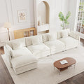 mikibama Modular Sectional Sofa, 146.5 Inch L Shaped Couch Set for Living Room, 4-Seater Comfy Cloud Couches with Movable Ottoman, DIY Combination, Chenille, Beige