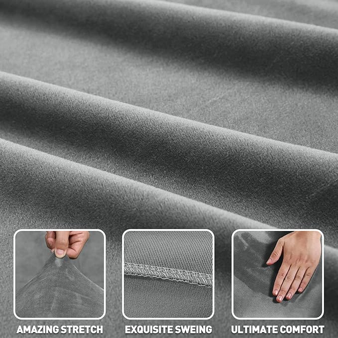 ZNSAYOTX 2026 Soft Velvet Sectional Couch Covers, Luxury Plush Slipcovers with Elastic Bottom for L Shape Sectional Sofa, 2 Pcs Pet Friendly Protector (3 Seat Couch + 3 Seat Chaise, Grey)