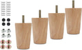 4pcs 3.1 Inch Wood Furniture Legs, Straight Conical Solid Wood Sofa Legs, Mid-Century Style Furniture Feet for Sofa Cabinet Table Cupboard Couch Ottoman Home DIY Projects