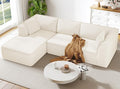 Vesgantti 106" Cloud Couch Sectional Modular Sofa, Deep Seat Comfy Cloud Couch Chenille Memory Foam Sofa Modular Couches for Living Room Bedroom, No Assembly Required (Beige, Left-Facing Chaise)