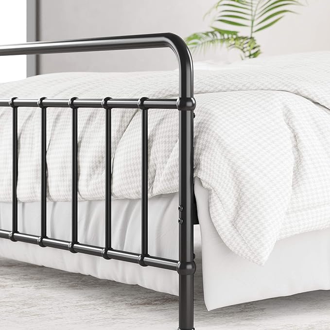 Zinus Florence Full Panel Metal Platform Bed Frame, Mattress Foundation, No Box Spring Needed, Easy Assembly, Black, Twin