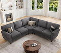 ONBRILL 101" L Shaped Couch, Sectional Corner Sofa with Rolled Arms, 5 Seater Chenille Fabric Couch w/Springs Seat Cushion, Wooden Legs, Comfy Oversized Sofa for Living Room, Apartment, Grey