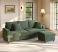87.2" Couches for Living Room, Comfy L Shaped Couch Green 7.5" Thicker Cushion, Sofas for Living Room Tool-Free Setup, Loveseat with Ottoman 848lbs Support, Corduroy Couch for Bedroom, Office