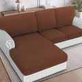 H.VERSAILTEX Sectional Couch Covers 3 Pieces Sofa Seat Cushion Covers L Shape Separate Cushion Couch Chaise Cover for Both Left/Right Sectional Couch (Seat Only: 1 Chaise + 2 Sofa, Caramel)