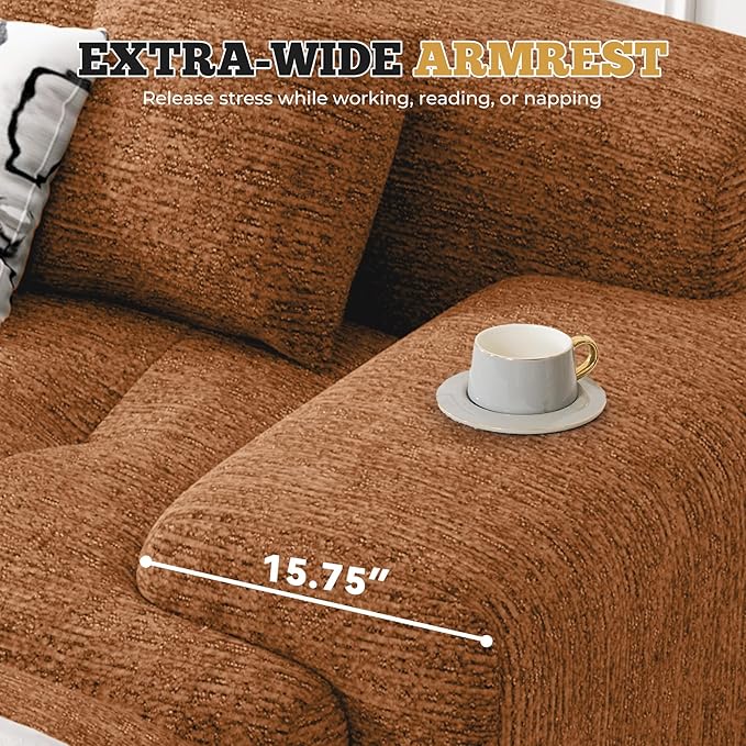 85" Cloud Loveseat Sofa in a Box, Modern Small Couch No Assembly Required, Comfy Deep Seat Boneless Couches for Living Room, Bedroom, Apartment, Orange 1 PCS