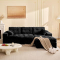 Modular Sectional Sofa, 102” L-Shaped Corduroy Couch with Ottoman, Deep Seat Comfy Sectional for Living Room, Set of Soft Upholstered Cloud Couch for Apartment, Black