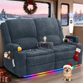 Loveseat Recliner Sofa, Power Reclining Loveseat Sofa RV Couch with Removable Armrest and Remote Control, Wall Hugger Home Theater Seating with 2-Tier Cushions, Storage & USB Ports, Blue