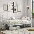 BOFENG Metal Daybed Frame Twin Size Platform Sofa Bed Day Bed with Strong Steel Slats Mattress Foundation Bedroom Furniture,Noise Free,White